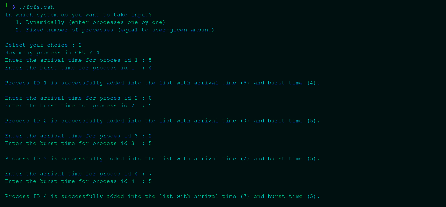 FCFS Input 
